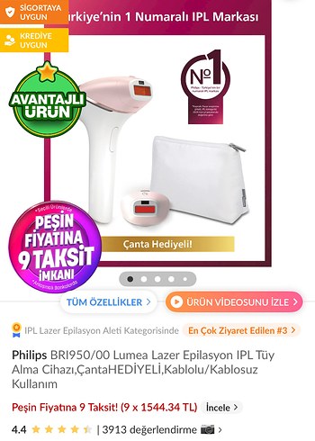 Philips Lumea BRI950/00 IPL Lazer Epilasyon Cihazı