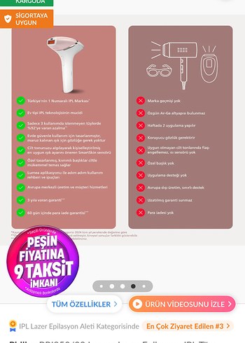 Philips Philips Lumea BRI950/00 IPL Lazer Epilasyon Cihazı