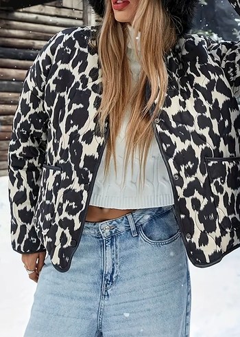 Kadın Zebra Desenli  Oversize Ceket - Görsel 3