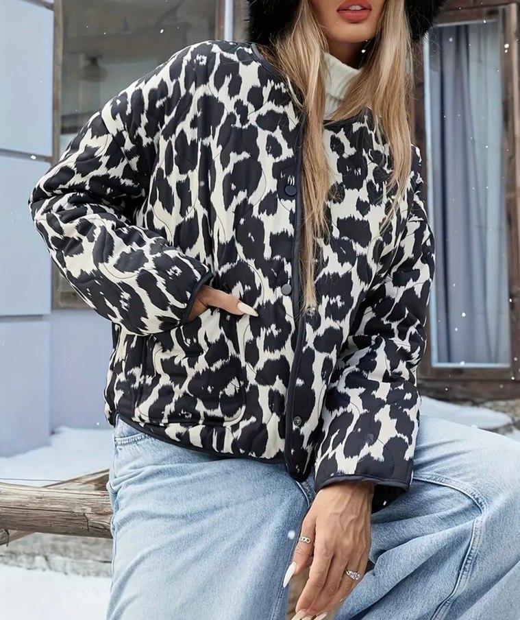 Kadın Zebra Desenli  Oversize Ceket - Görsel 4