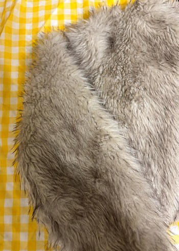 Gri  Kadın Kürk Mont - Görsel 3