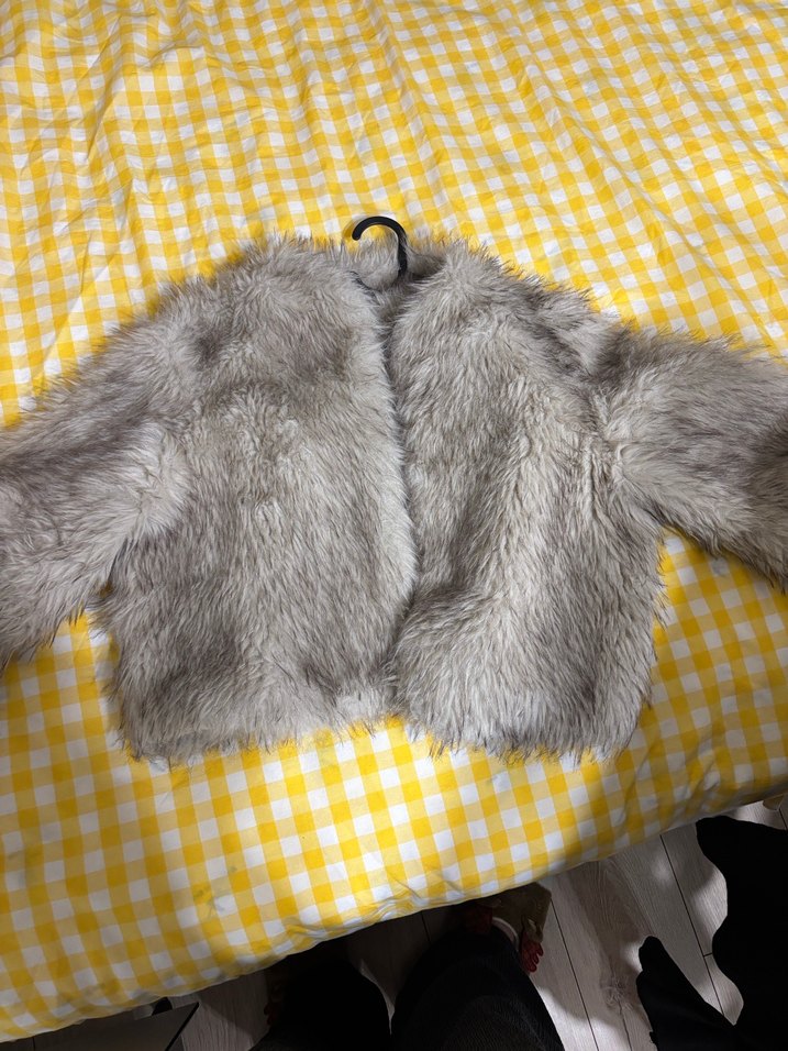 Gri  Kadın Kürk Mont - Görsel 5