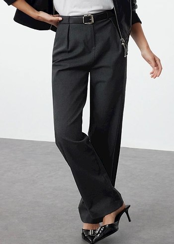 Gri  Kumaş Pantolon - Görsel 2