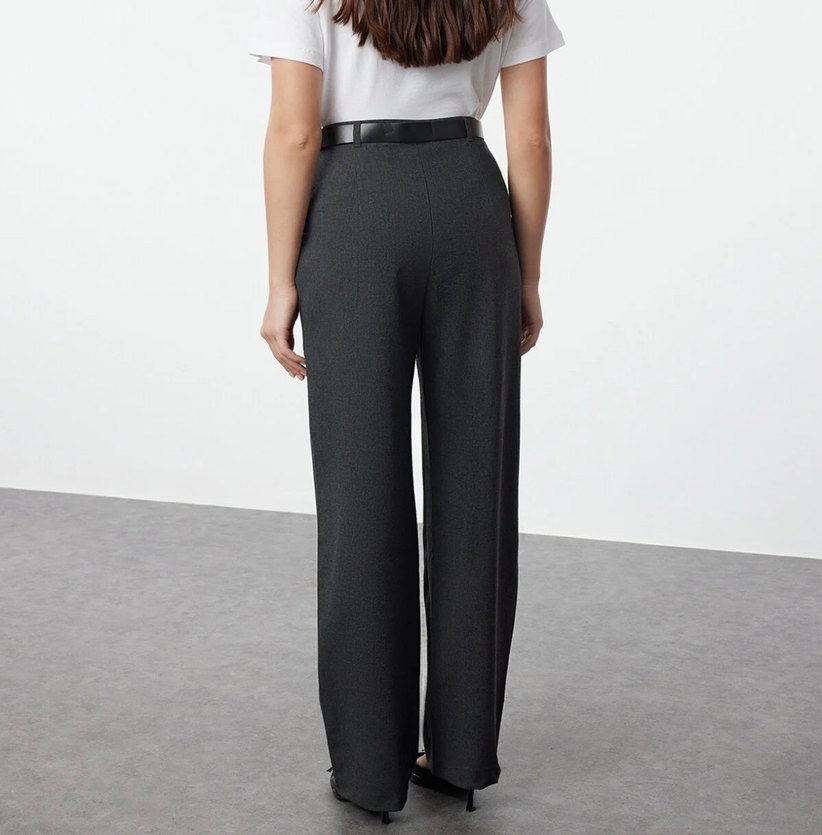 Gri  Kumaş Pantolon - Görsel 5