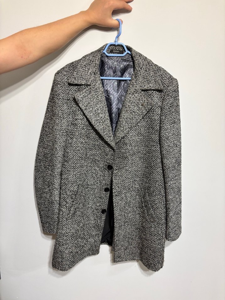 Gri Düğmeli Midi Erkek Palto - Görsel 3