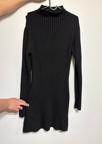 Siyah Balıkçı Yaka Triko Elbise - Görsel 2