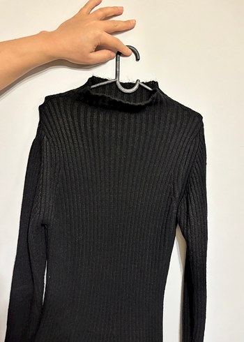 Siyah Balıkçı Yaka Triko Elbise - Görsel 3