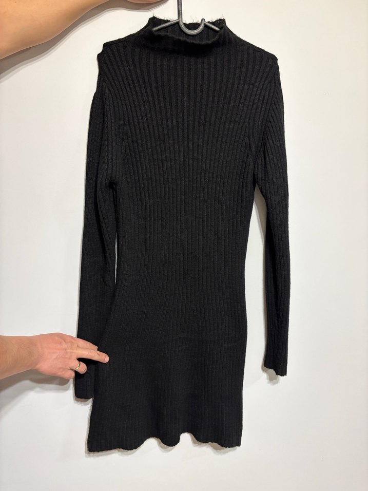 Siyah Balıkçı Yaka Triko Elbise - Görsel 2