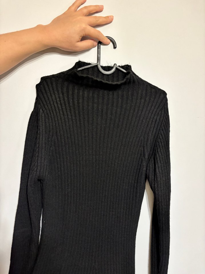 Siyah Balıkçı Yaka Triko Elbise - Görsel 3