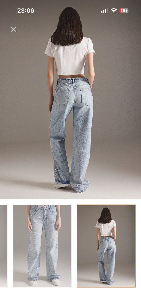 Mavi kurdele Desenli Rahat Kesim Kadın Jean - Görsel 4