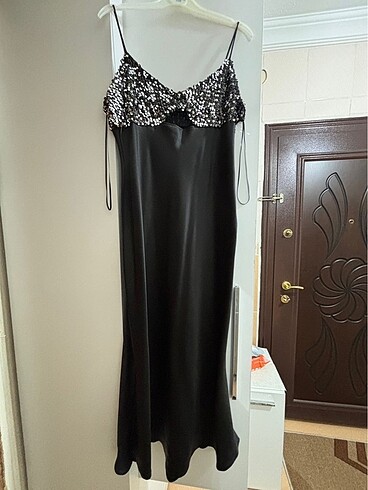 Zara Zara şık siyah saten elbise