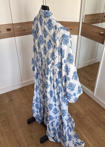 Mavi Desenli Bohem Uzun Elbise - Görsel 3