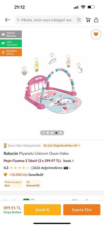 Piyanolu bebek oyun halısı