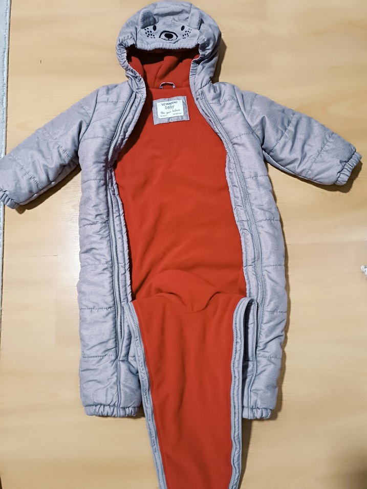 Gri Fermuarlı Bebek Kayak Tulumu - Görsel 3