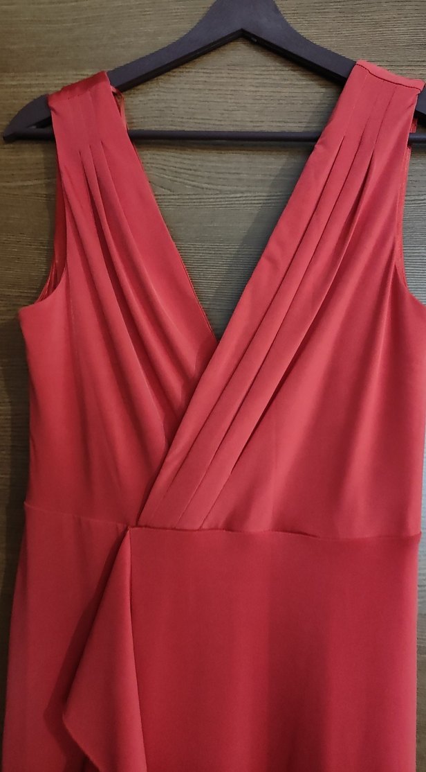 Koton M beden narçiçeği Uzun V yaka  abiye Elbise - Görsel 3