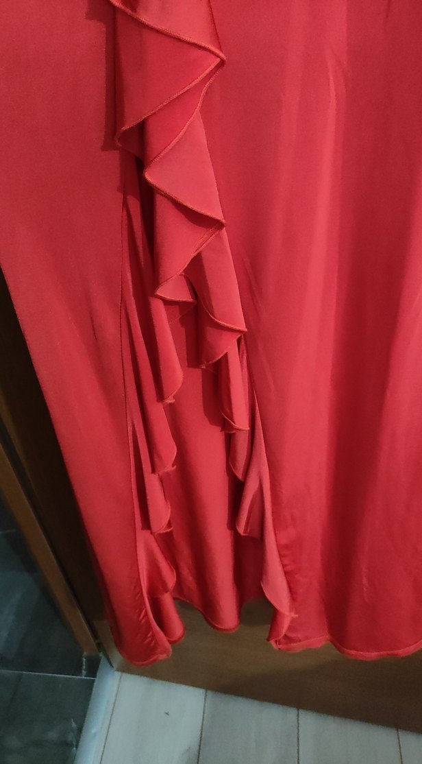 Koton M beden narçiçeği Uzun V yaka  abiye Elbise - Görsel 4