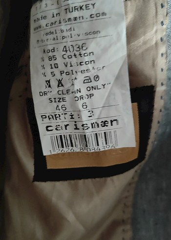 Keten 46 beden gri ceket 11-12 yaş uyumlu - Görsel 5