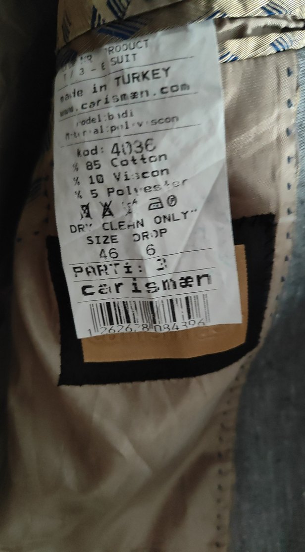 Keten 46 beden gri ceket 11-12 yaş uyumlu - Görsel 5