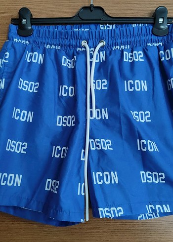 Erkek Mavi Renkli Mini Bağcıklı Deniz Şortu S beden - Görsel 4