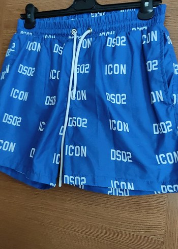 Erkek Mavi Renkli Mini Bağcıklı Deniz Şortu S beden - Görsel 3