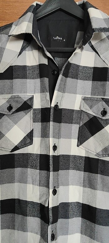 Tudors S beden ekoseli  erkek gömlek kalın kumaş - Görsel 4