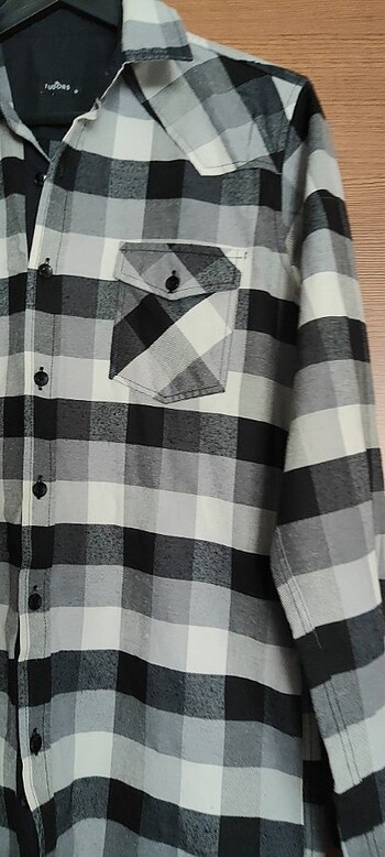Tudors S beden ekoseli  erkek gömlek kalın kumaş - Görsel 6