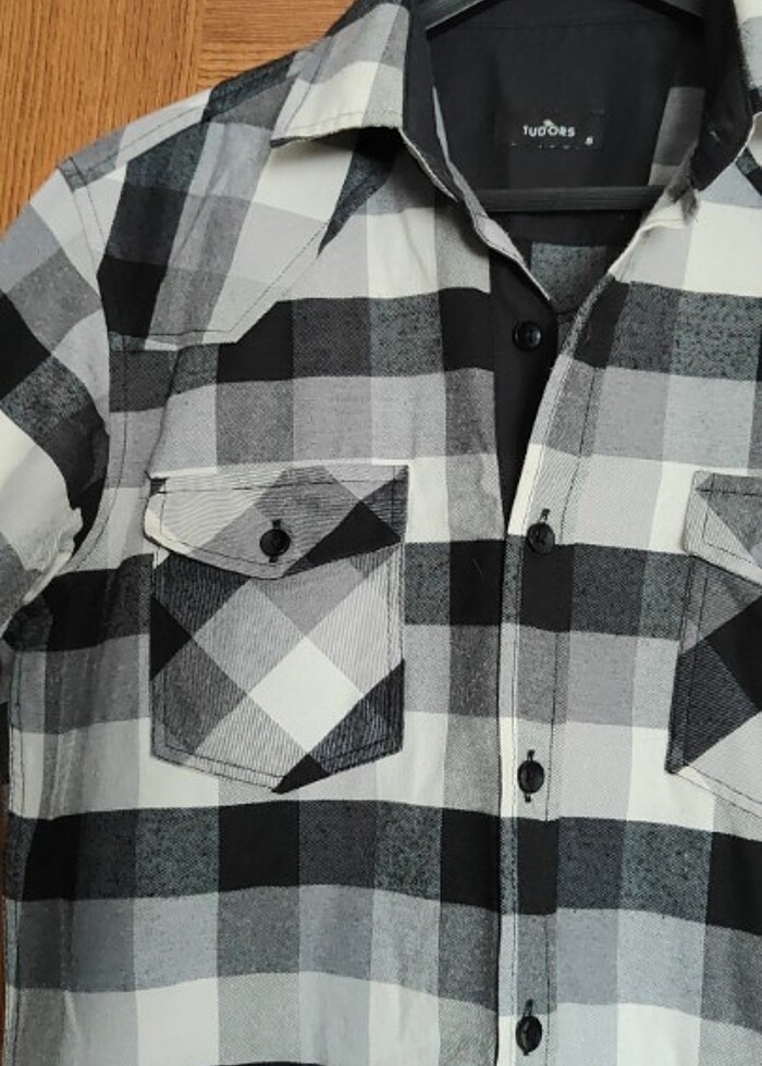 Tudors S beden ekoseli  erkek gömlek kalın kumaş - Görsel 5
