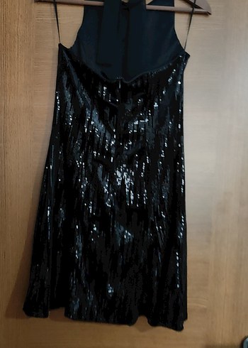 Koton M beden siyah pullu kısa abiye elbise - Görsel 7