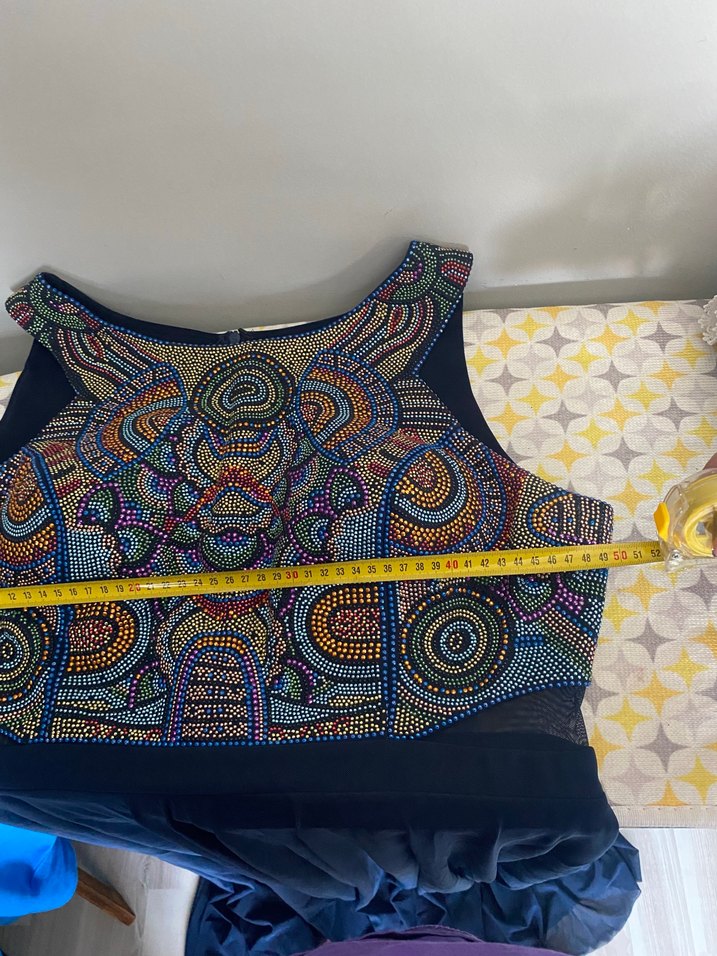 Lacivert üst işlemeli abiye elbise 42-44 beden - Görsel 5