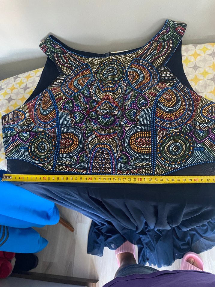 Lacivert üst işlemeli abiye elbise 42-44 beden - Görsel 4