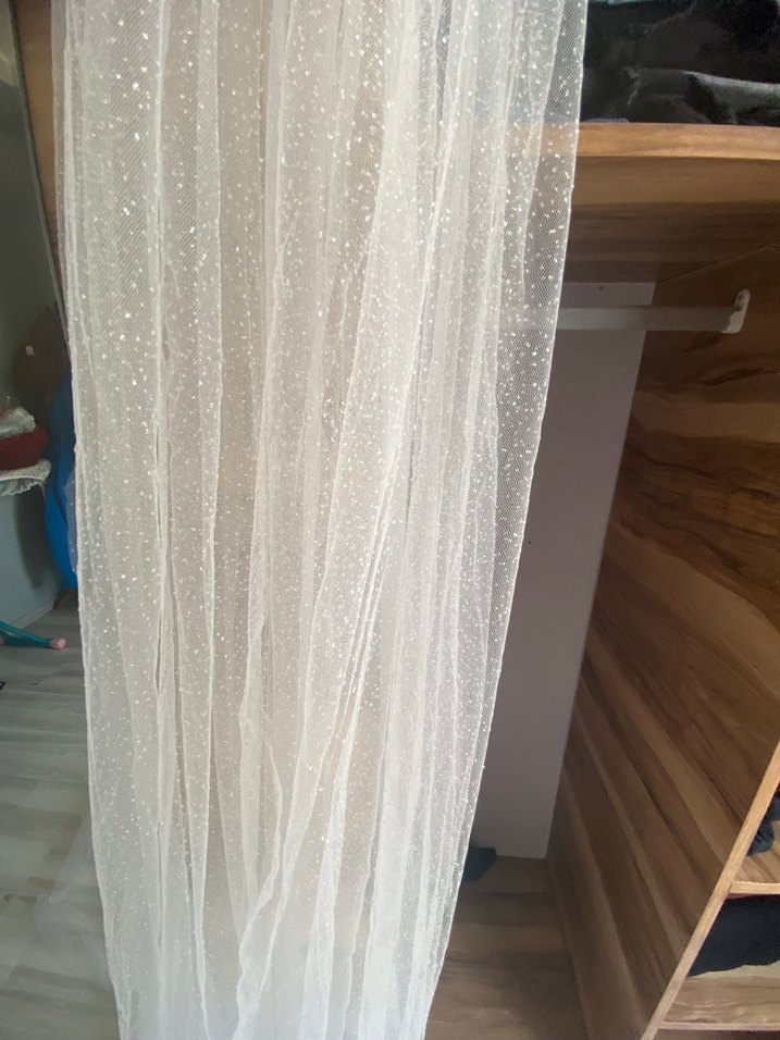 Beyaz simli tokalı Duvak - Görsel 2