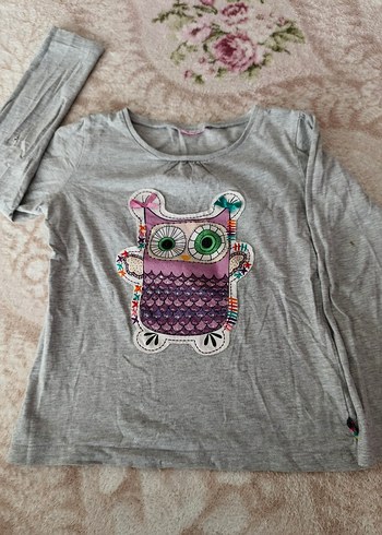 Kız Çocuk Kırmızı Uzun Kollu Baskılı Sweatshirt - Görsel 3