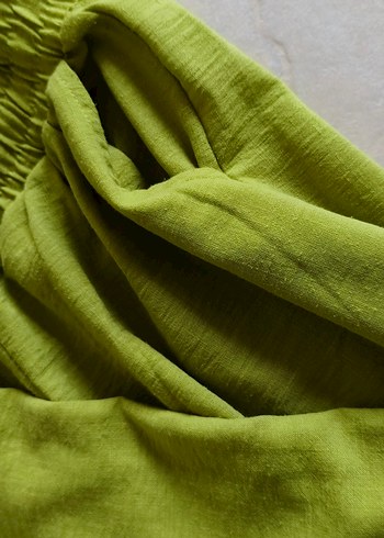 LC Waikiki Kadın Yeşil Pilili Keten Pantolon