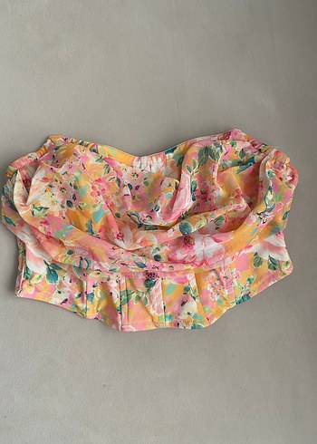 xs Beden Mavi Tie-Dye Transparan Straplez Bustiyer