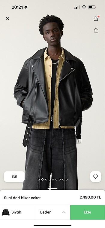 Pull&Bear Suni deri biker ceket