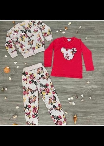 Kız Çocuk Çiçek Desenli Takım - Görsel 2