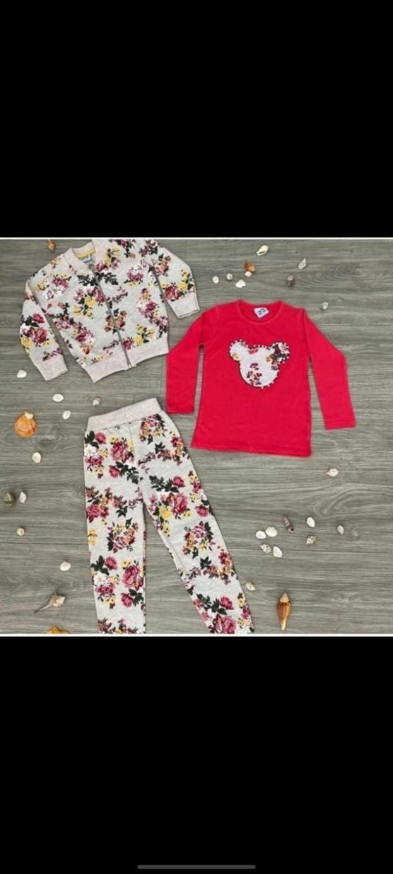 Kız Çocuk Çiçek Desenli Takım - Görsel 2