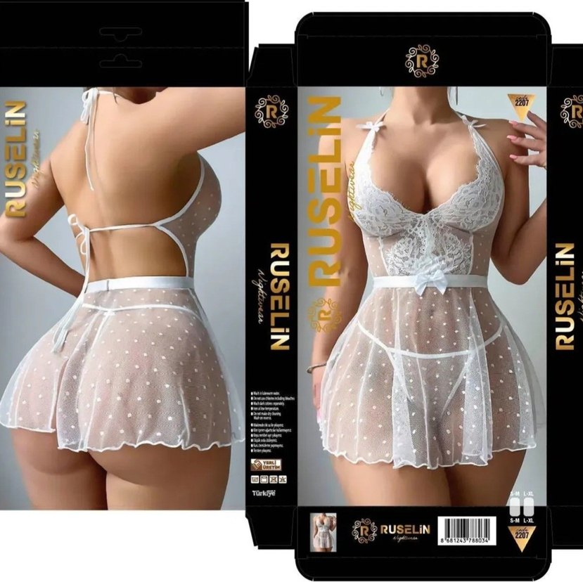 Beyaz İnce Askılı Mini fantazi takım - Görsel 2