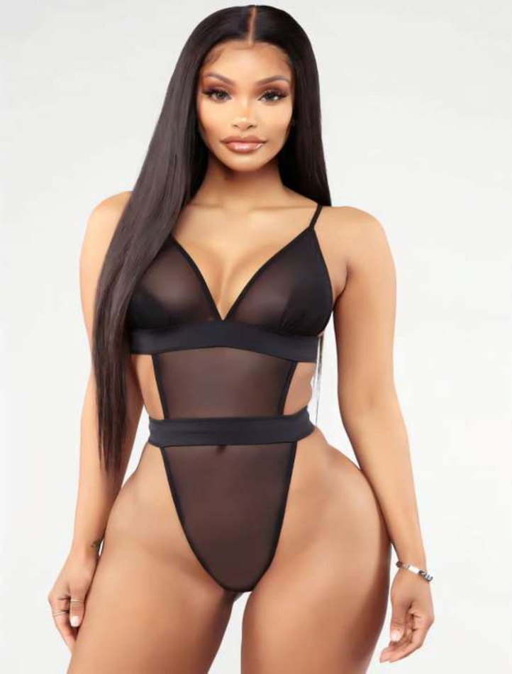 Siyah Strappy Gotik Monokini - Görsel 2