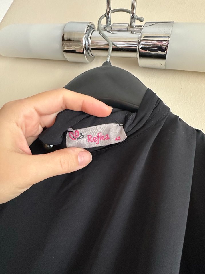 Siyah Drapeli Uzun elbise - Görsel 4