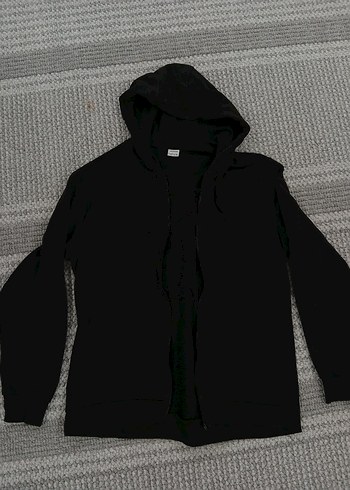 Siyah Kapüşonlu Salaş Ceket - Görsel 2