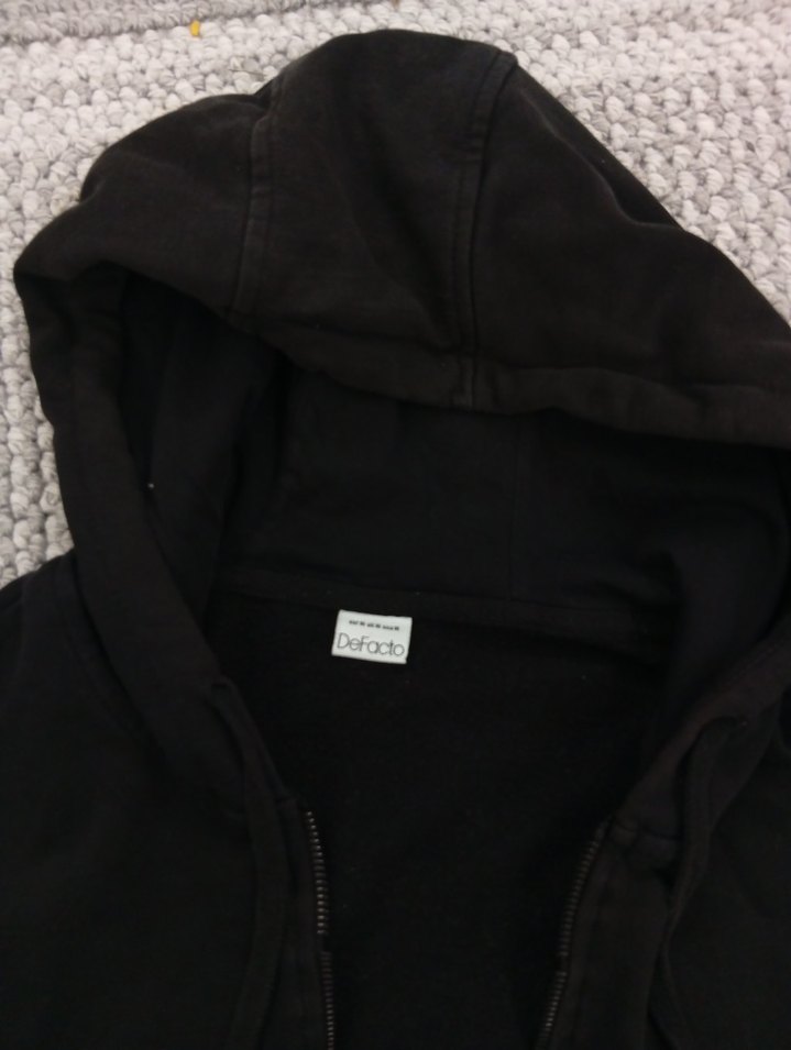 Siyah Kapüşonlu Salaş Ceket - Görsel 4