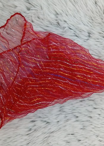 Kırmızı Fırfırlı Kadın Fular - Görsel 2