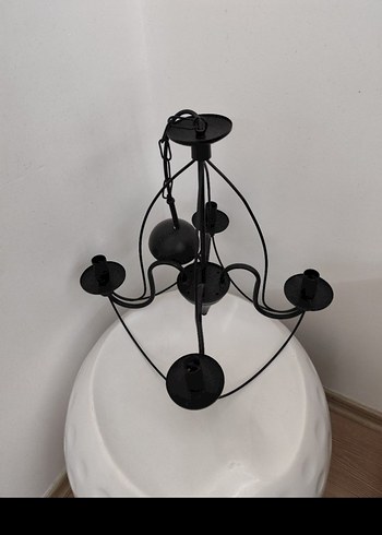 Ikea Modern Siyah Metal Avize