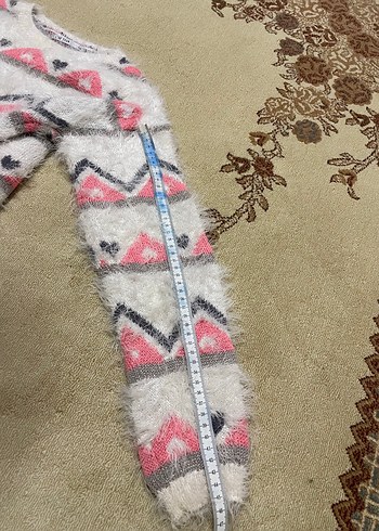 m Beden pembe Renk Pembe Desenli Örgü Kadın Kazak