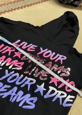 12-13 Yaş Beden siyah Renk Kızlar için Kapüşonlu Siyah Sweatshirt ve Eşofman takım