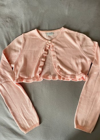 Pembe Fırfırlı Kız Triko Hırka