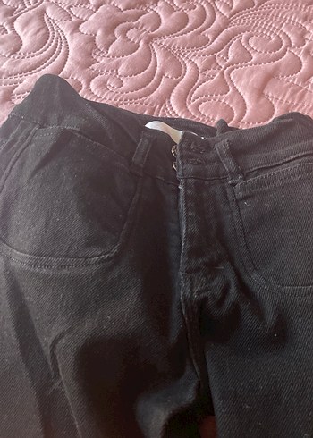 Düğmeli Siyah çocuk Kot Pantolon