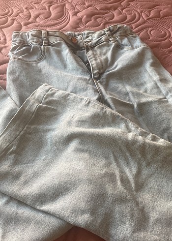 Gri Düğmeli çocuk Midi Denim Pantolon