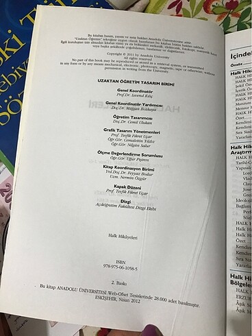  Beden Renk Halk hikayeleri Anadolu üniversitesi yayınları